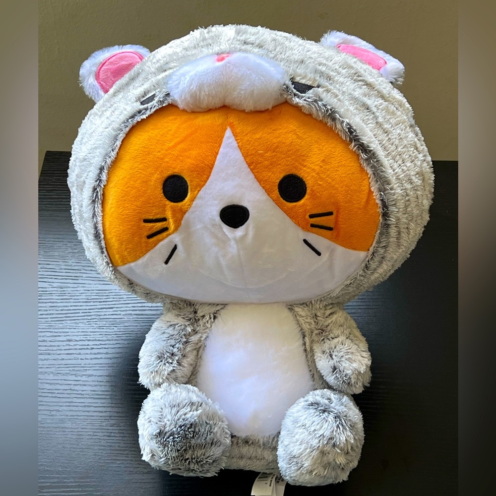 14” Kigurumi Cat in Gray Bobcat Costume Plush